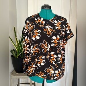 Madewell Cuffed-Sleeve Shirred Top in Dustblossom Sz large